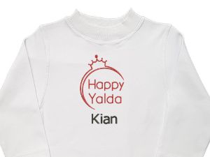 بلوز آستین بلند سفید طرح تاج یلدا