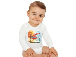 بادی آستین بلند سفید طرح هندونه یلدا مبارک