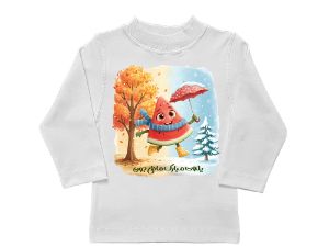 بلوز آستین بلند سفید طرح هندونه یلدا مبارک