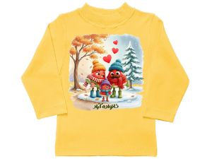 بلوز آستین بلند لیمویی طرح خانواده قشنگ هندونه ای