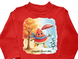 بلوز آستین بلند قرمز طرح هندونه یلدا مبارک