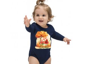 بادی آستین بلند سورمه ای طرح خونواده هندونه ای